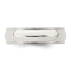 Sterling Silver 6mm Comfort Fit Half Round Milgrain Band