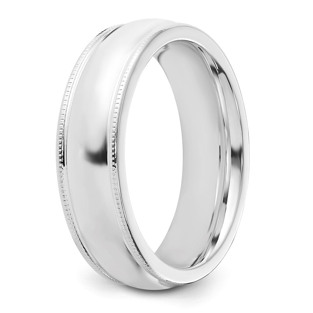 Sterling Silver 6mm Comfort Fit Half Round Milgrain Band