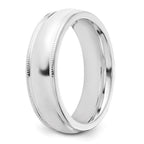 Sterling Silver 6mm Comfort Fit Half Round Milgrain Band