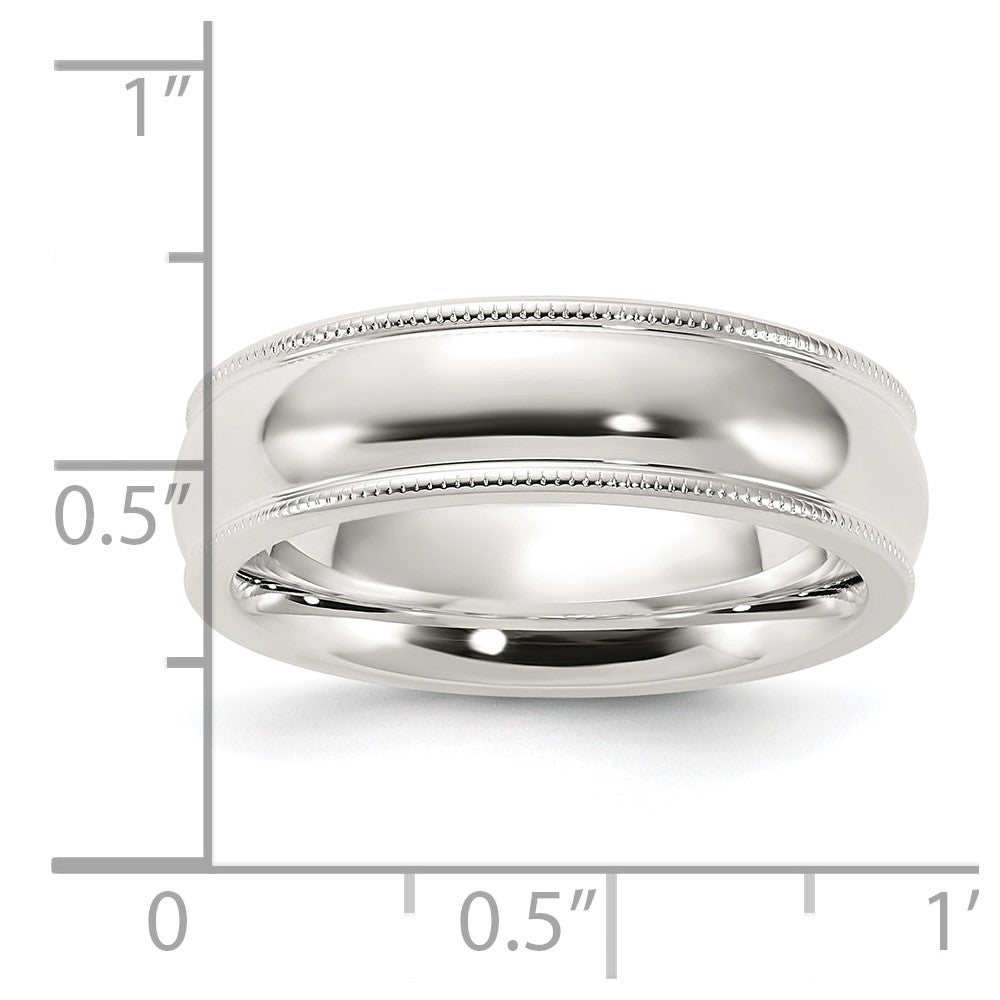 Sterling Silver 6mm Comfort Fit Half Round Milgrain Band