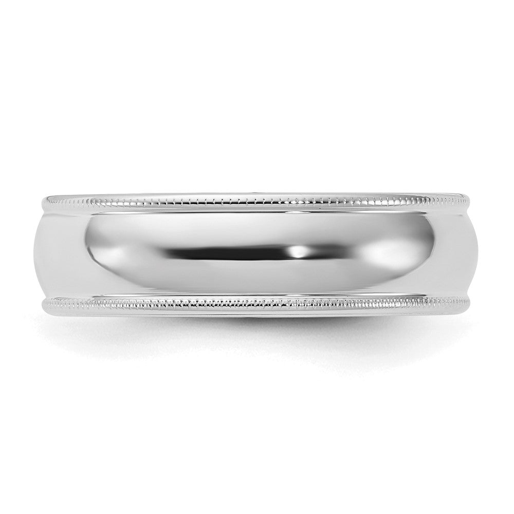 Sterling Silver Rhodium-plated 6mm Comfort Fit Milgrain Band