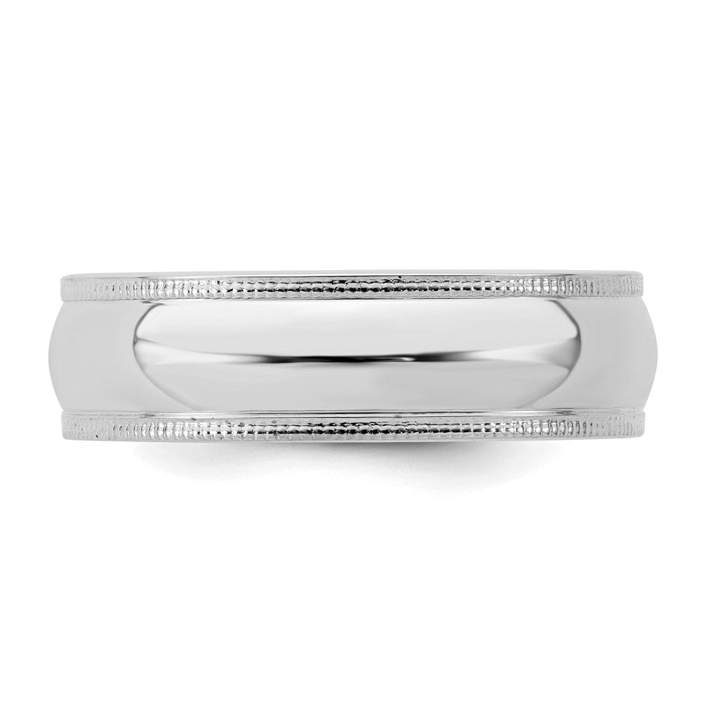 Sterling Silver Rhodium-plated 6mm Comfort Fit Milgrain Band