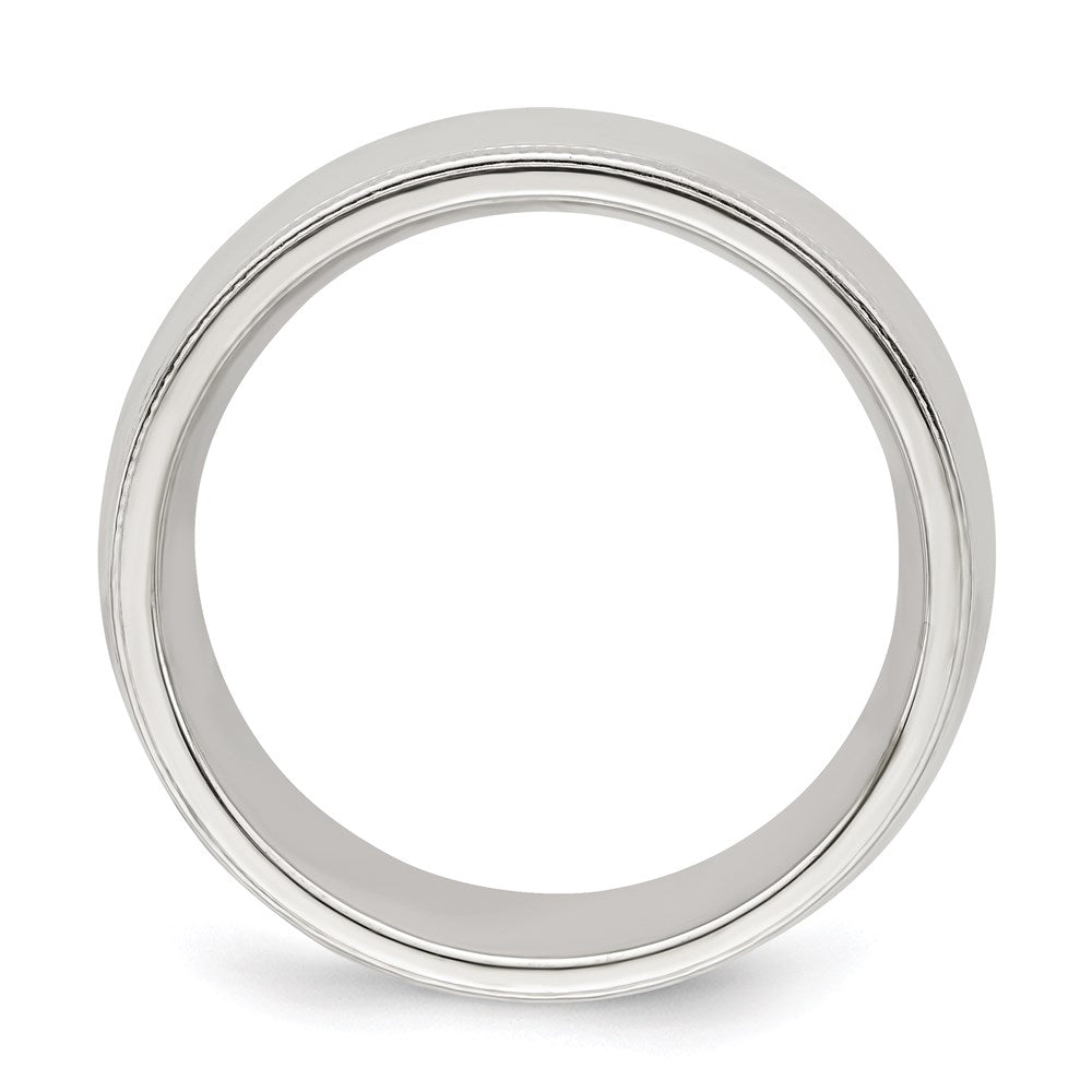 Sterling Silver 7mm Comfort Fit Half Round Milgrain Band