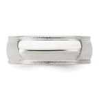 Sterling Silver 7mm Comfort Fit Half Round Milgrain Band