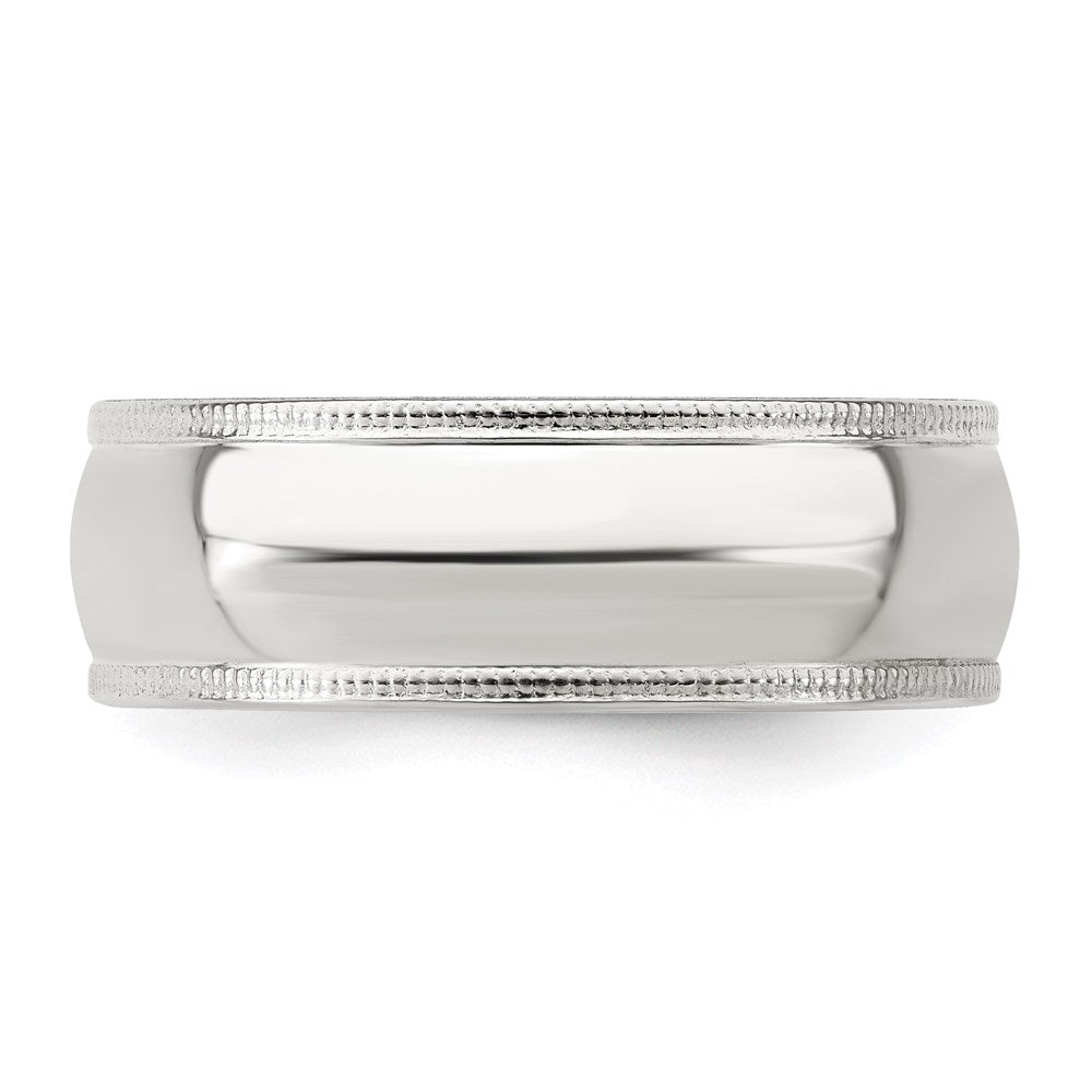 Sterling Silver 7mm Comfort Fit Half Round Milgrain Band