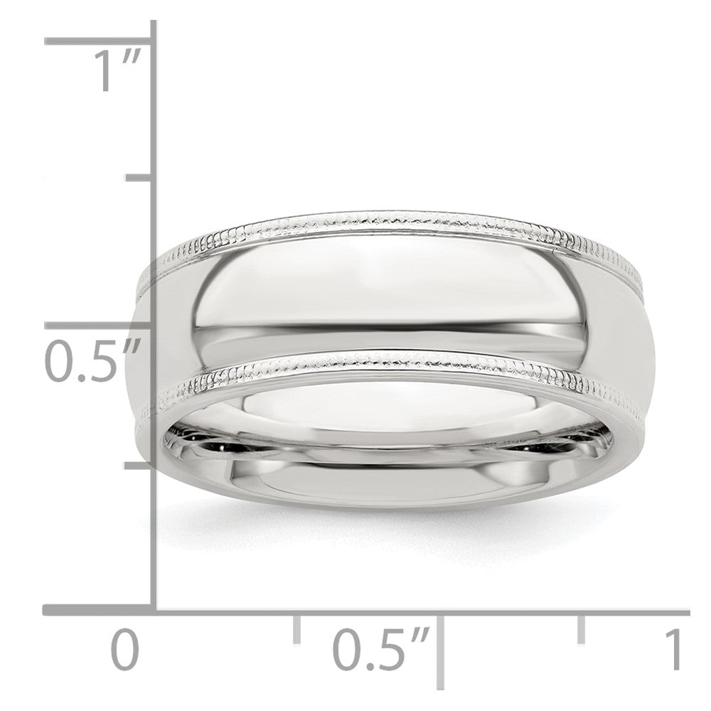 Sterling Silver 7mm Comfort Fit Half Round Milgrain Band