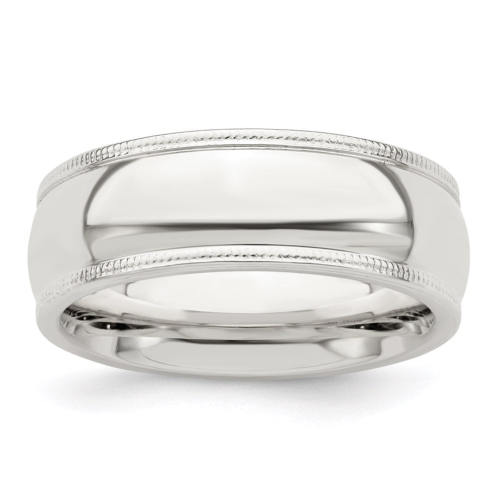 Sterling Silver 7mm Comfort Fit Half Round Milgrain Band