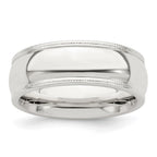 Sterling Silver 7mm Comfort Fit Half Round Milgrain Band