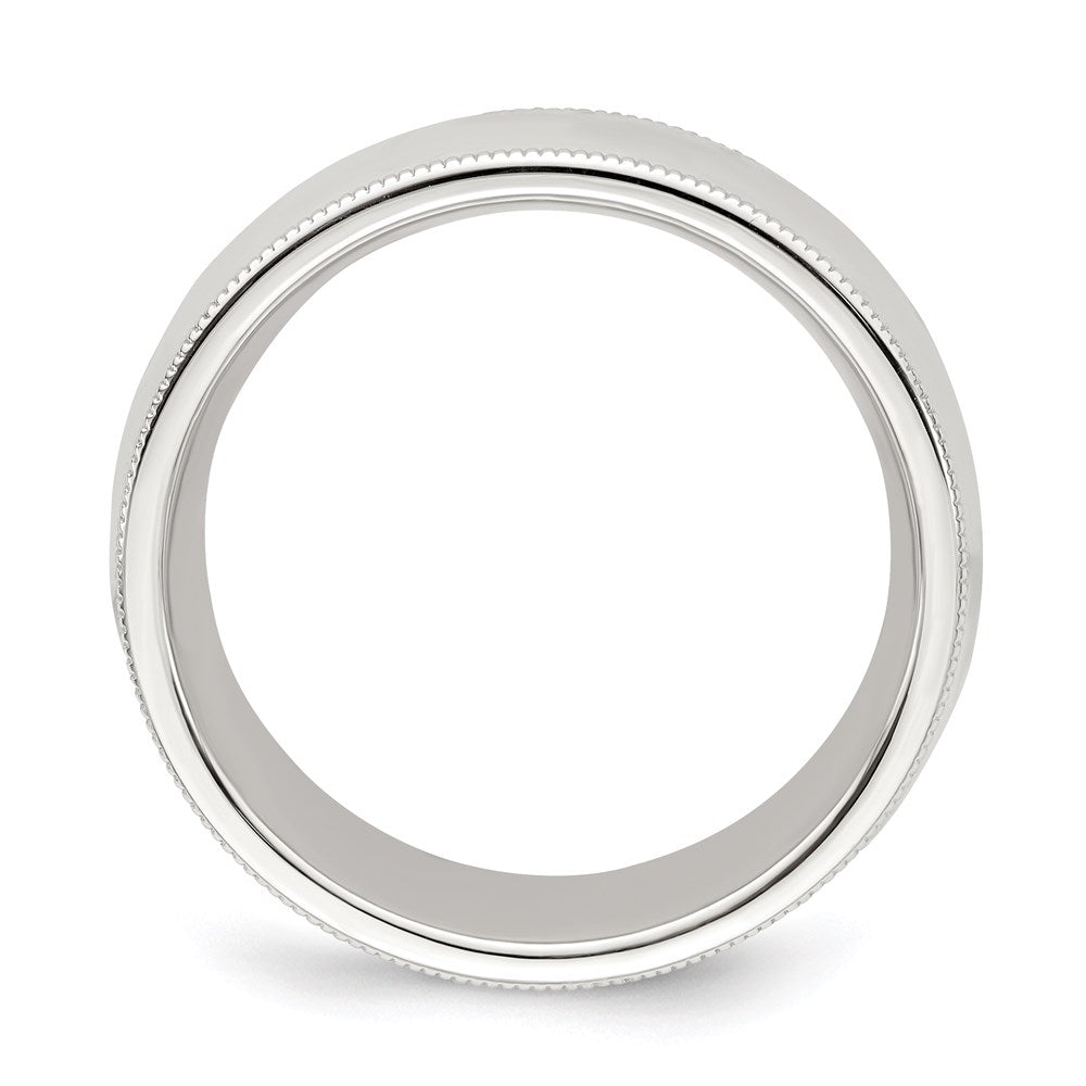 Sterling Silver 8mm Comfort Fit Half Round Milgrain Band