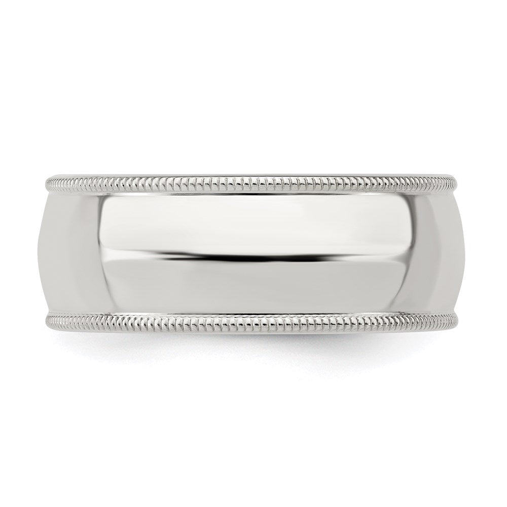 Sterling Silver 8mm Comfort Fit Half Round Milgrain Band