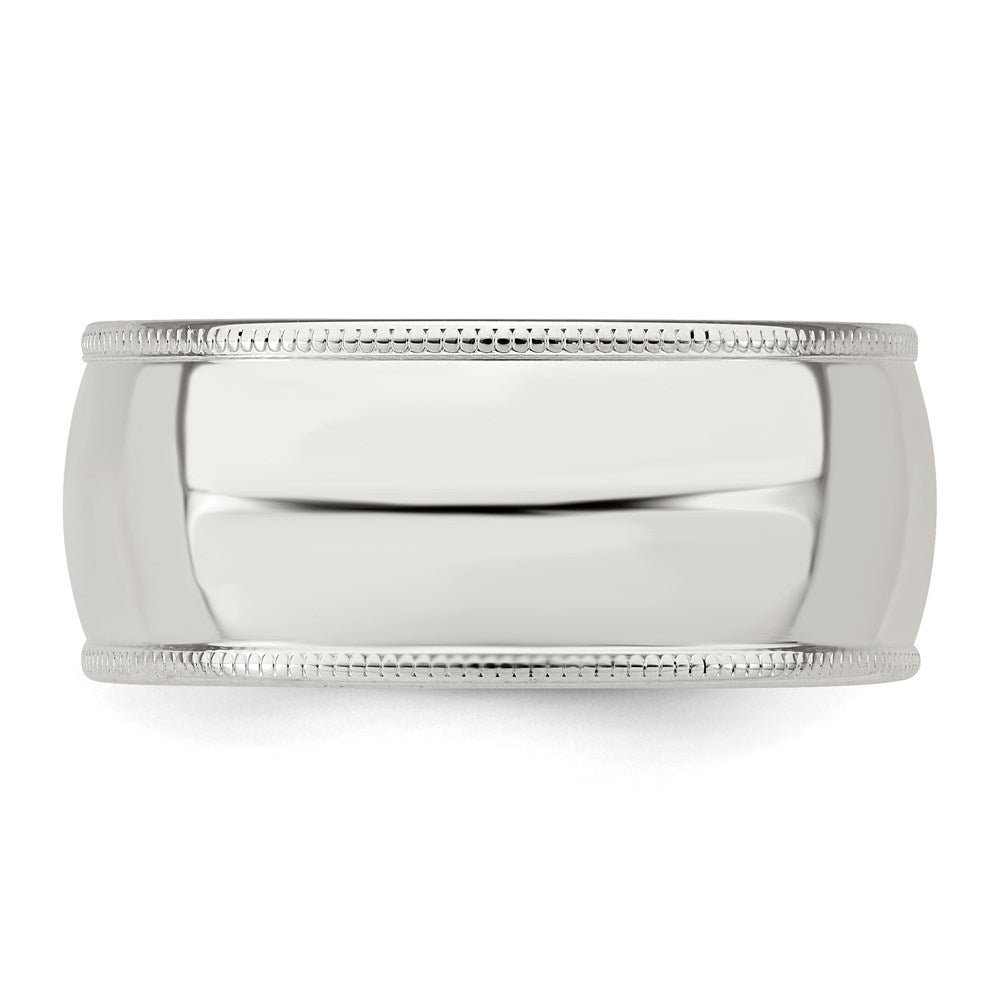 Sterling Silver 9mm Comfort Fit Half Round Milgrain Band