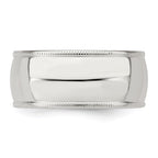 Sterling Silver 9mm Comfort Fit Half Round Milgrain Band
