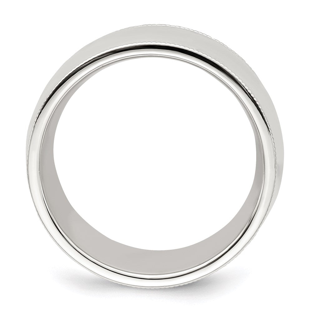 Sterling Silver 10mm Comfort Fit Half Round Milgrain Band
