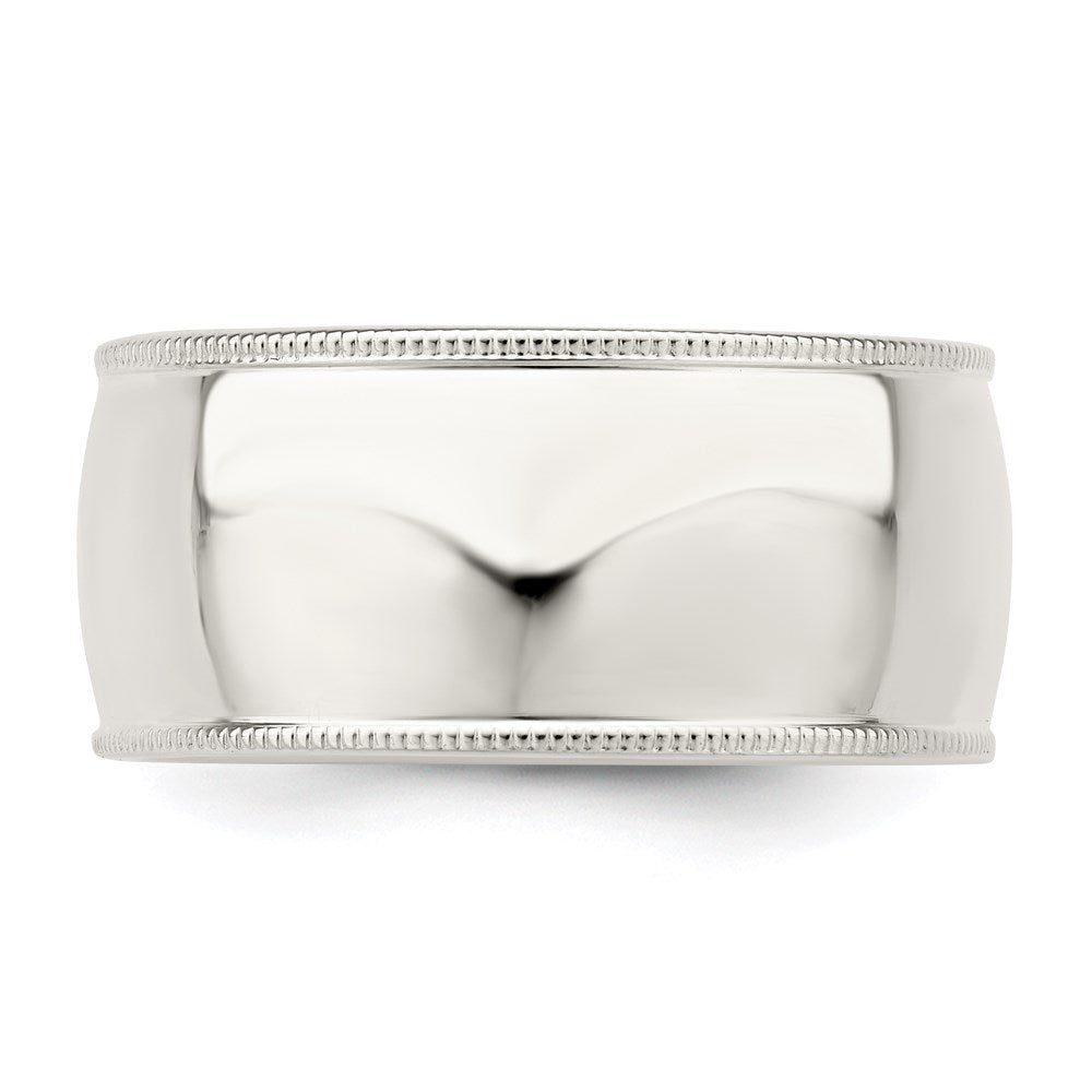 Sterling Silver 10mm Comfort Fit Half Round Milgrain Band