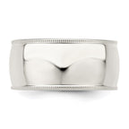 Sterling Silver 10mm Comfort Fit Half Round Milgrain Band