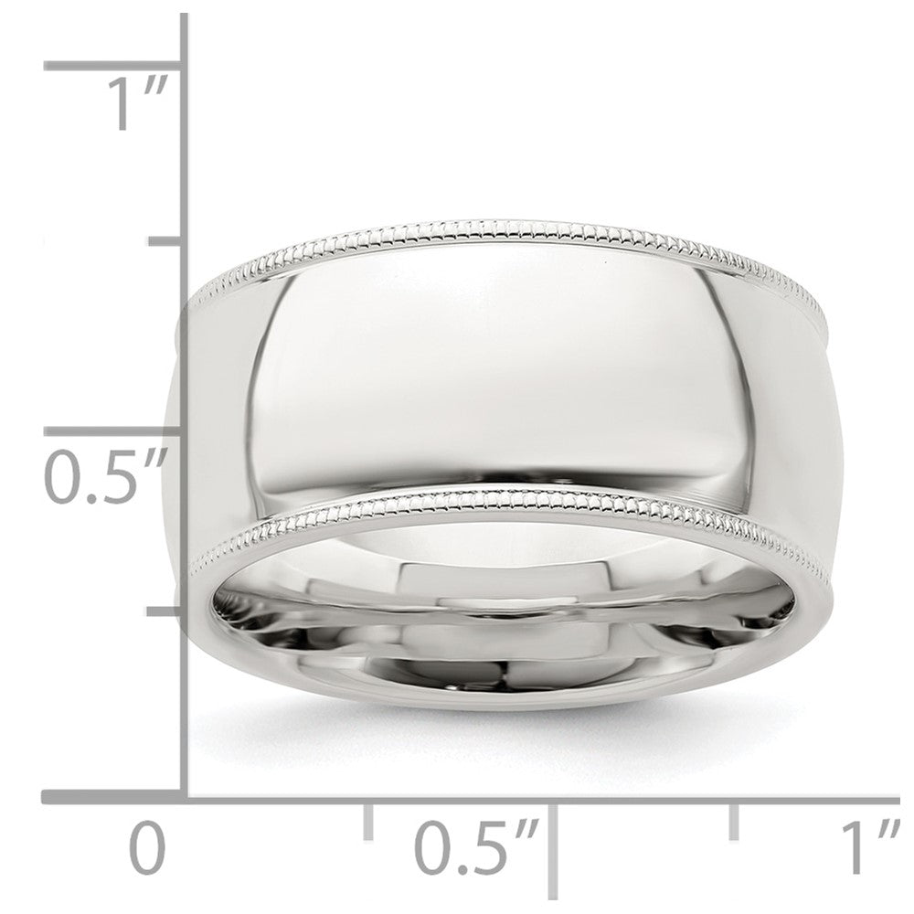 Sterling Silver 10mm Comfort Fit Half Round Milgrain Band