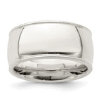 Sterling Silver 10mm Comfort Fit Half Round Milgrain Band