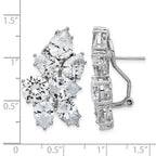 Cheryl M Sterling Silver Rhodium-plated Fancy Brilliant-cut CZ Cluster Omega Back Earrings