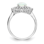 Cheryl M Sterling Silver Rhodium-plated Cabochon Lab Created Opal and Brilliant-cut CZ Ring