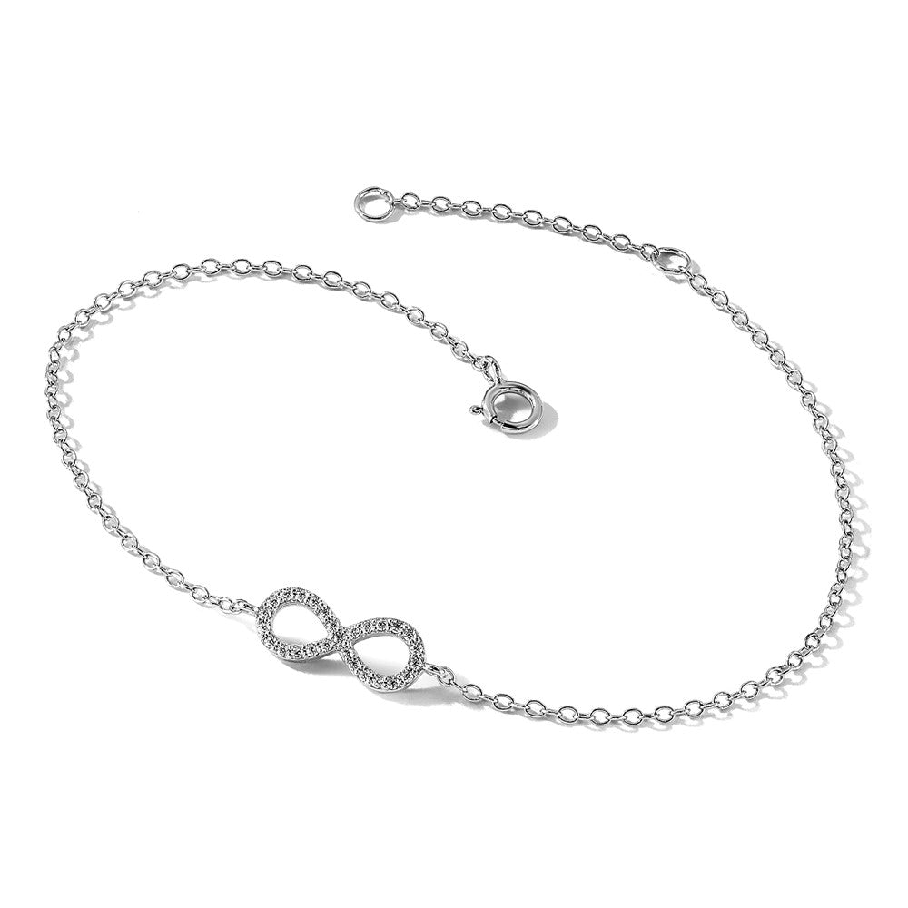 Cheryl M Sterling Silver Rhodium-plated Brilliant-cut CZ Infinity 7 Inch Bracelet with 1 Inch Extender