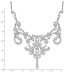 Cheryl M Sterling Silver Rhodium-plated Brilliant-cut CZ Bezel Fancy Scroll 17 Inch Necklace with 2 Inch Extender