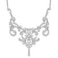 Cheryl M Sterling Silver Rhodium-plated Brilliant-cut CZ Bezel Fancy Scroll 17 Inch Necklace with 2 Inch Extender