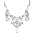 Cheryl M Sterling Silver Rhodium-plated Brilliant-cut CZ Bezel Fancy Scroll 17 Inch Necklace with 2 Inch Extender