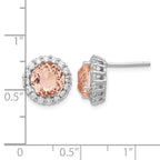 Cheryl M Sterling Silver Rhodium-plated 100 Facet Simulated Morganite and White Brilliant-cut CZ Halo Post Earrings