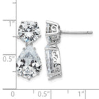 Cheryl M Sterling Silver Rhodium-plated Brilliant-cut CZ Round and Pear Shaped Post Dangle Earrings