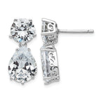 Cheryl M Sterling Silver Rhodium-plated Brilliant-cut CZ Round and Pear Shaped Post Dangle Earrings