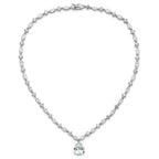 Cheryl M Sterling Silver Rhodium-plated Fancy Marquise-cut & Brilliant-cut Pear CZ 17 Inch Necklace