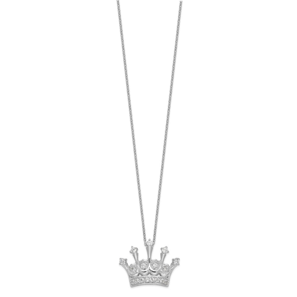 Cheryl M Sterling Silver Rhodium-plated Brilliant-cut CZ Crown 18 Inch Necklace