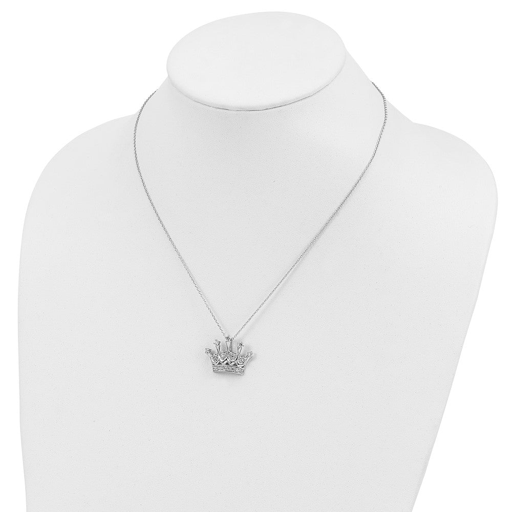 Cheryl M Sterling Silver Rhodium-plated Brilliant-cut CZ Crown 18 Inch Necklace