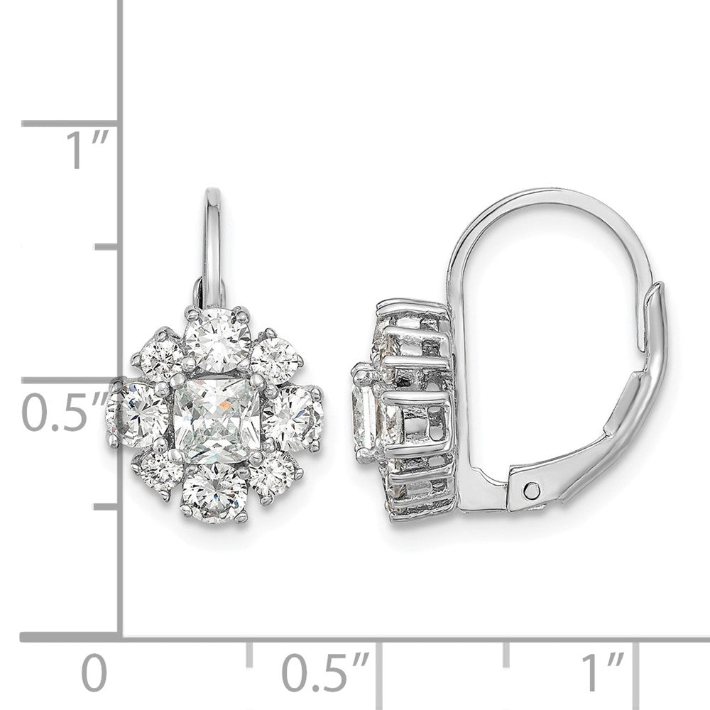Cheryl M Sterling Silver Rhodium-plated Princess-cut and Brilliant-cut CZ Leverback Earrings