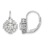 Cheryl M Sterling Silver Rhodium-plated Princess-cut and Brilliant-cut CZ Leverback Earrings