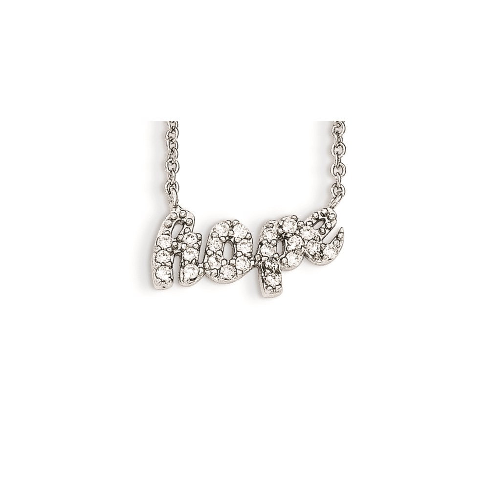 Cheryl M Sterling Silver CZ HOPE 18in. Necklace