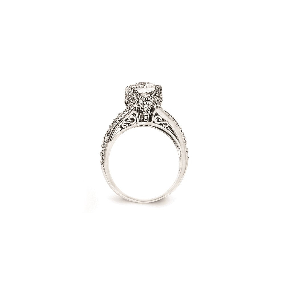 Cheryl M Sterling Silver Checker-cut CZ Ring