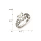 Cheryl M Sterling Silver Checker-cut CZ Ring