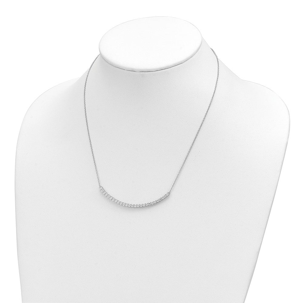 Cheryl M Sterling Silver Rhodium-plated Brilliant-cut CZ Curved Bar 18 Inch Necklace