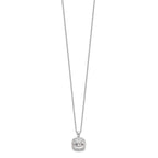 Cheryl M Sterling Silver Rhodium-plated Asscher-cut and Brilliant-cut CZ Halo 18 Inch Necklace