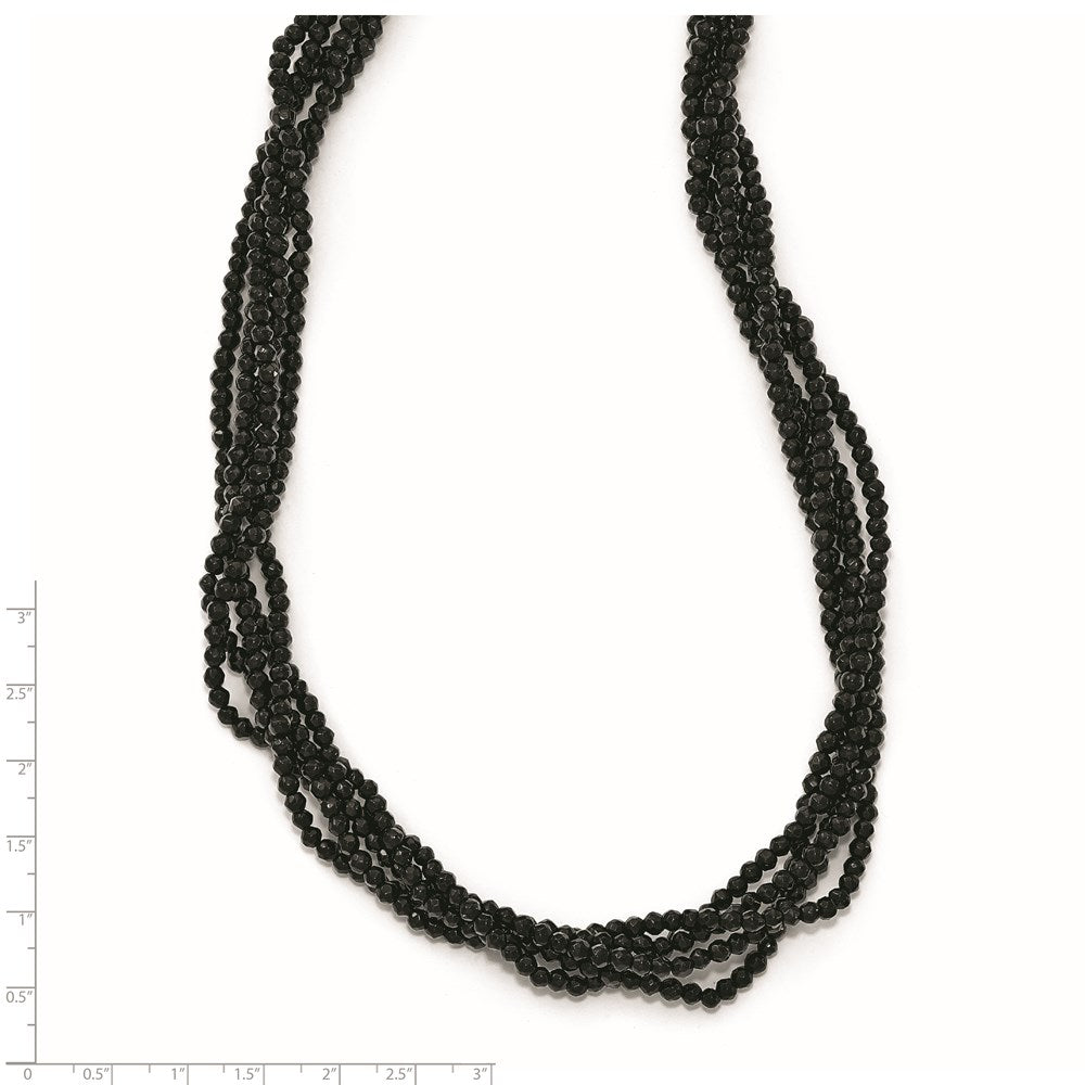 Cheryl M Sterling Silver CZ and Onyx Slip on Necklace