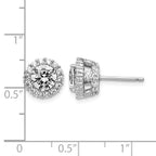 Cheryl M Sterling Silver Rhodium-plated Brilliant-cut CZ Round Halo Post Earrings
