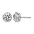 Cheryl M Sterling Silver Rhodium-plated Brilliant-cut CZ Round Halo Post Earrings