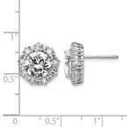 Cheryl M Sterling Silver Rhodium-plated Fancy Brilliant-cut and Emerald-cut CZ Halo Post Earrings