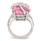 Cheryl M Sterling Silver Pink and White CZ Bow Ring