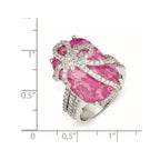 Cheryl M Sterling Silver Pink and White CZ Bow Ring