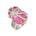 Cheryl M Sterling Silver Pink and White CZ Bow Ring