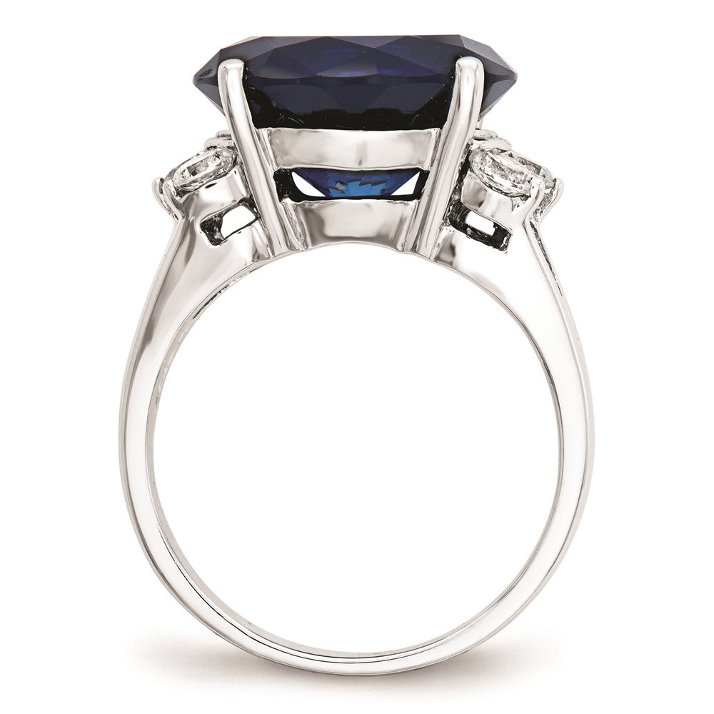 Cheryl M Sterling Silver AAA CZ and Synthetic Sapphire Ring