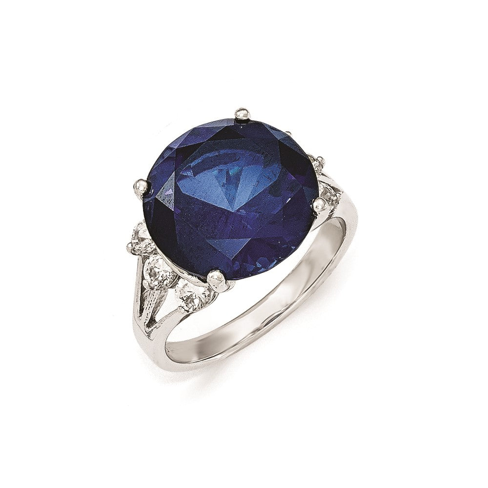 Cheryl M Sterling Silver AAA CZ and Synthetic Sapphire Ring