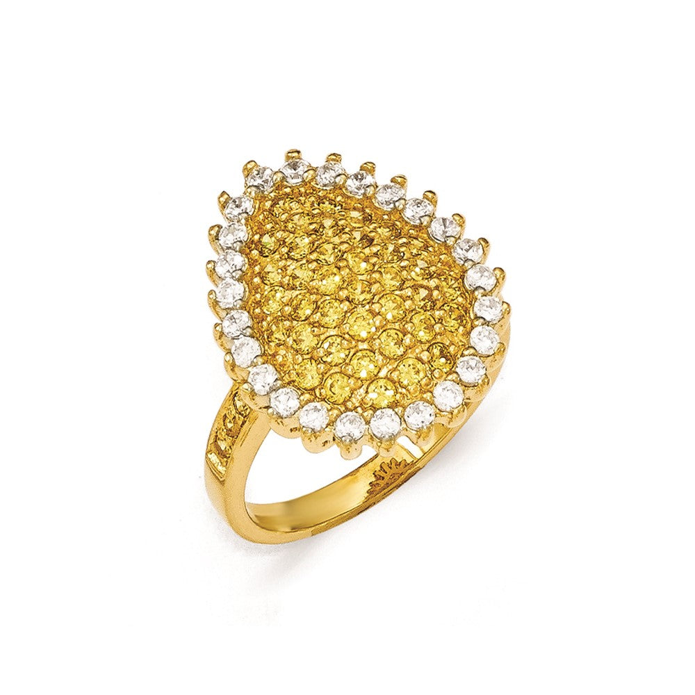 Cheryl M Sterling Silver Gold-plated White/Yellow CZ Ring